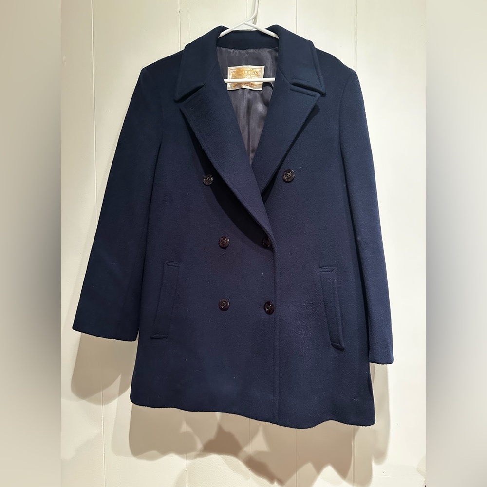 Pendleton Virgin Wool Navy Peacoat Vintage USA Double Breasted Coat M - Picture 3 of 11